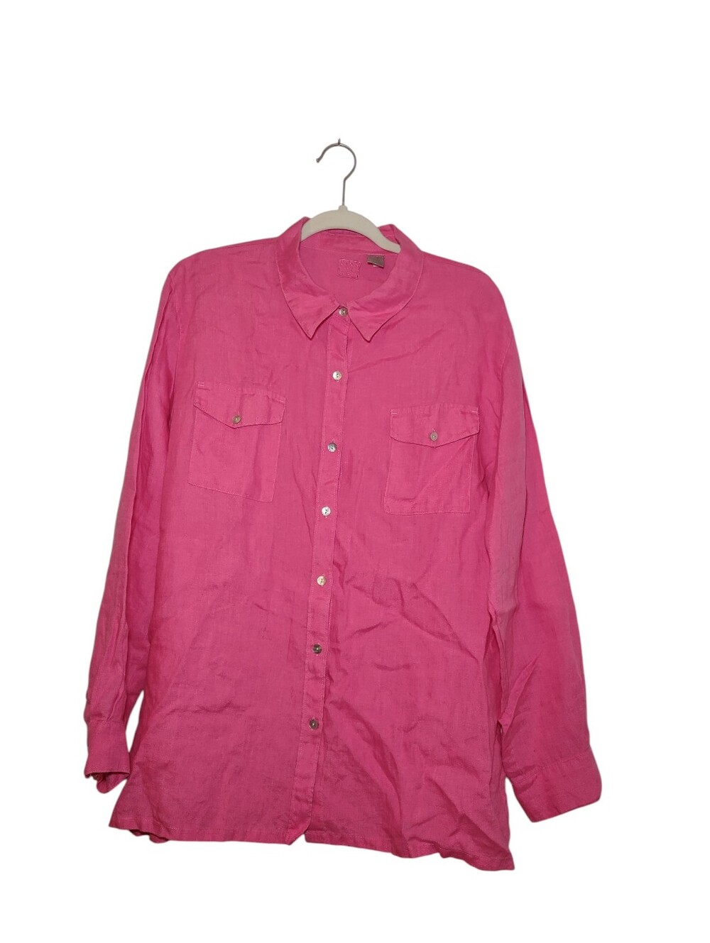 Lino By Chico's Women's Pink Button Up Linen Shirt Size: 3 XL/16
